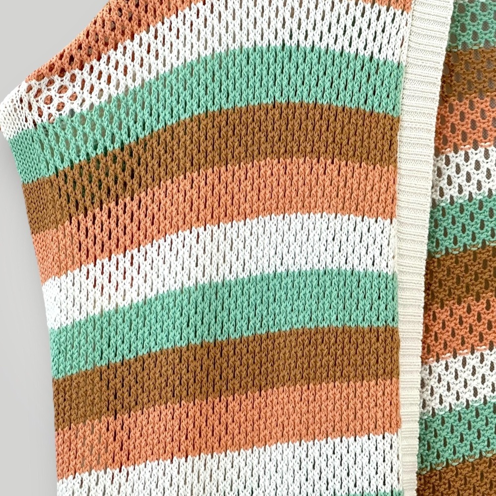 NEW Torrid Duster Sweater Vest Womens 3X 4X Multi Stripe Open Knit Boho Longline - Picture 5 of 8